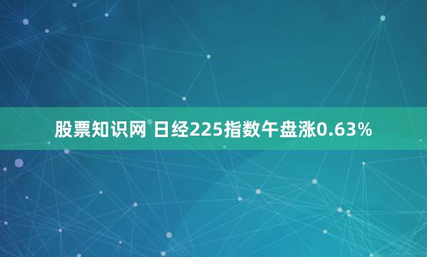 股票知识网 日经225指数午盘涨0.63%