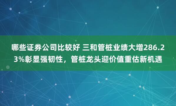 哪些证券公司比较好 三和管桩业绩大增286.23%彰显强韧性，管桩龙头迎价值重估新机遇